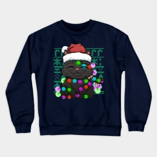 black cat at christmas Crewneck Sweatshirt